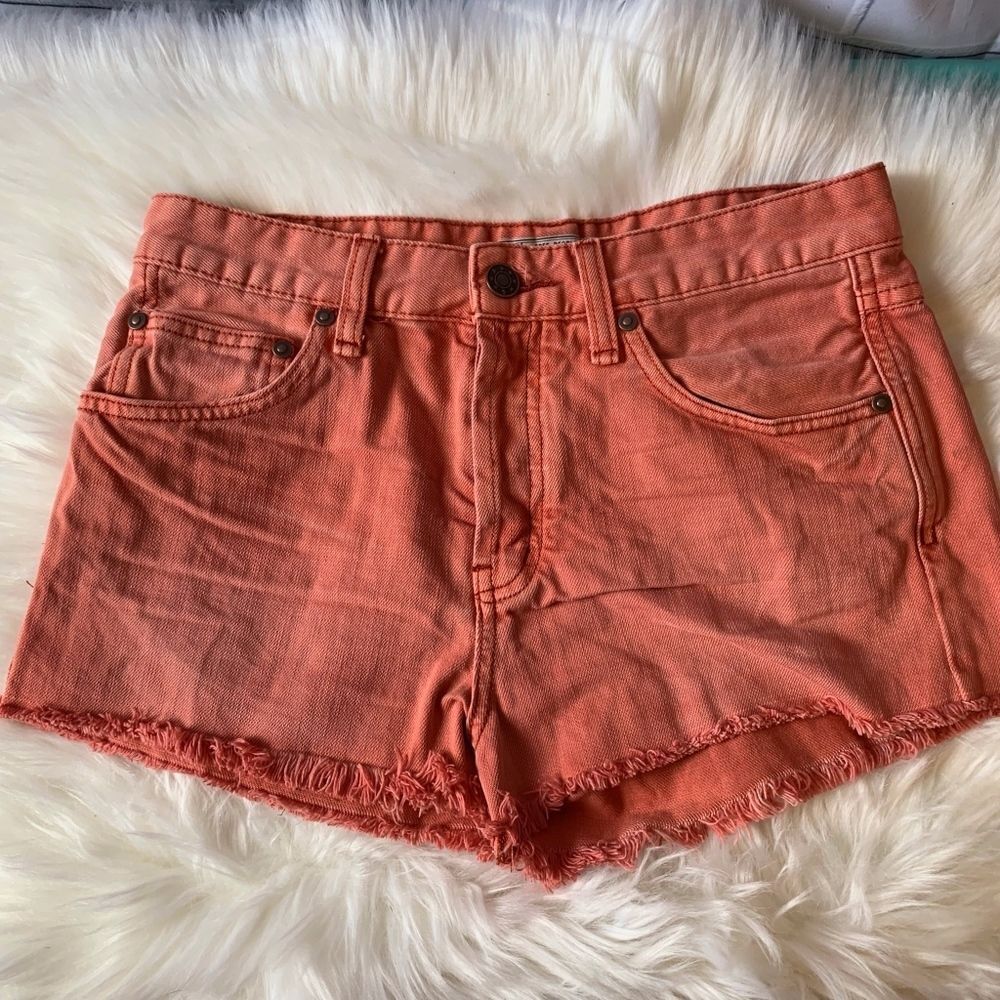 Free People Orange Uptown Button‎ Fly Short…